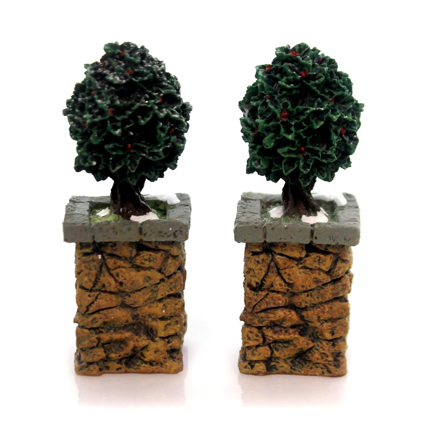 Stone Corner Posts With Holly Tree