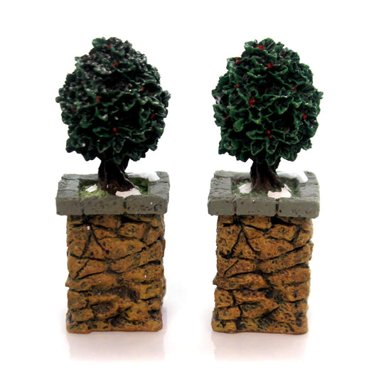 Stone Corner Posts With Holly Tree