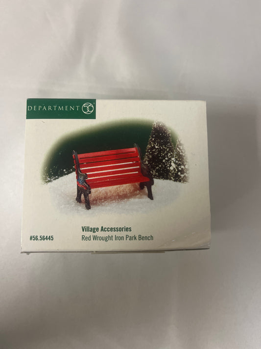 Red Wrought Iron Park Bench