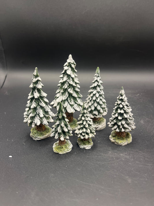 Snowy Evergreens Set Of 6, Small
