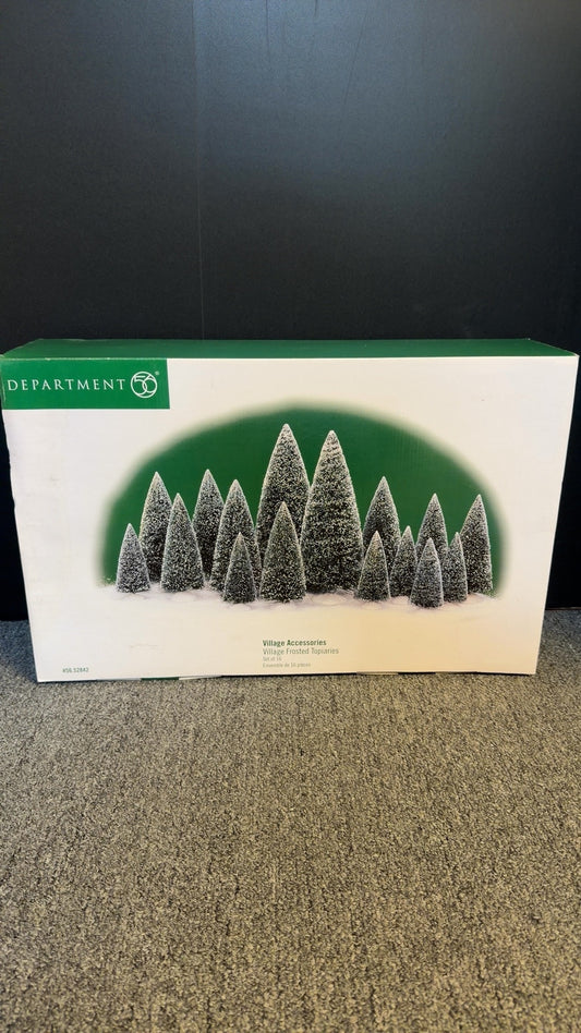 Village Frosted Topiaries set of 16