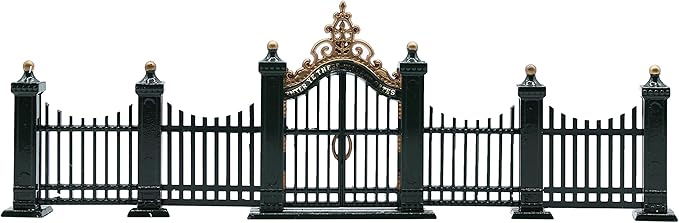 village Wrought Iron Gate And Fence - 9 piece set