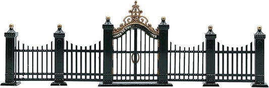 village Wrought Iron Gate And Fence - 9 piece set