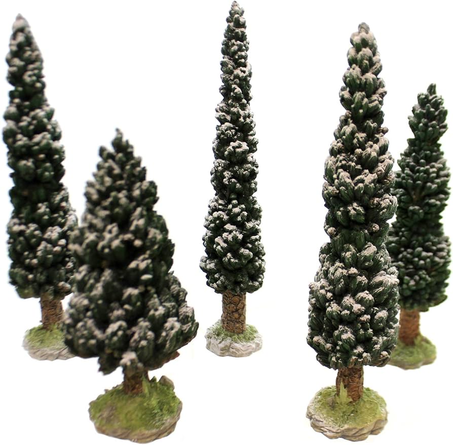 Snowy Evergreens Set Of 5, Large