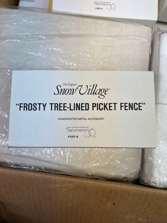 Frosty Tree-Lined Picket Fence