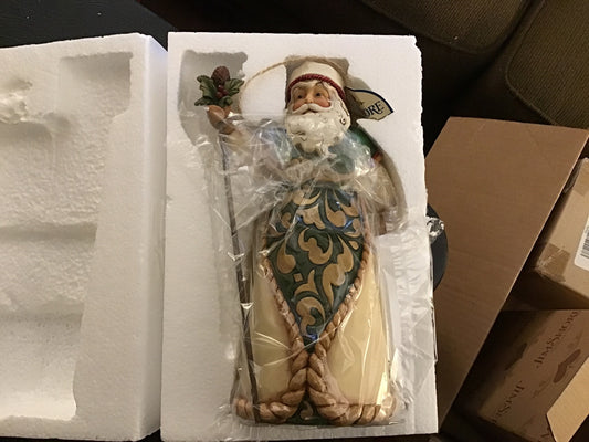 Green/ivory And Gold Santa Figurine