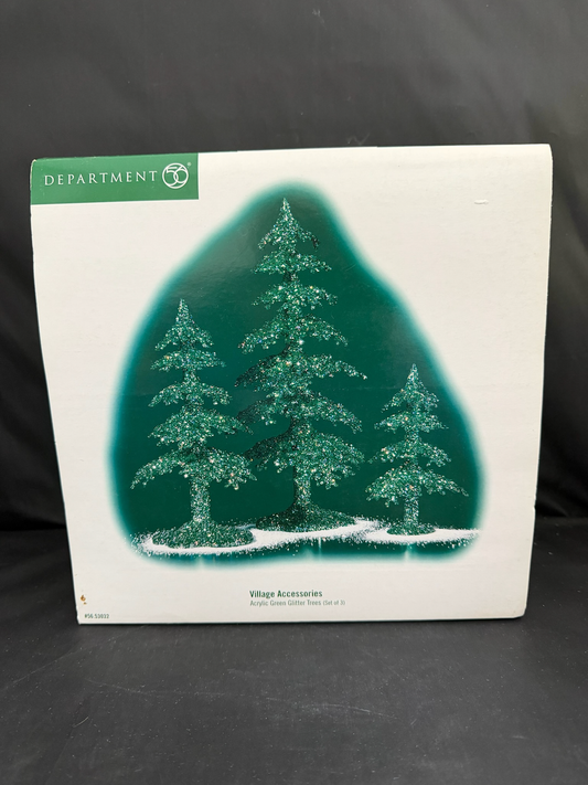 Acrylic Green Glitter Trees (set Of 3)