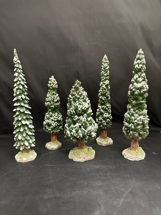 Snowy Evergreens Set Of 5, Large