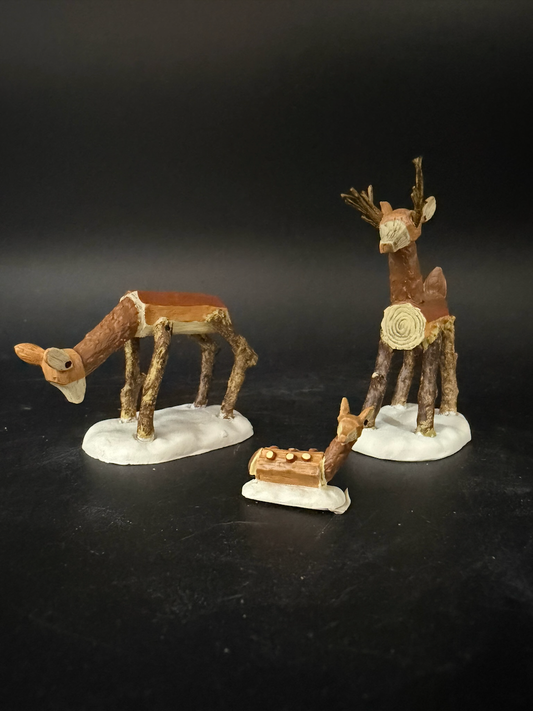 Wooden Deer Family