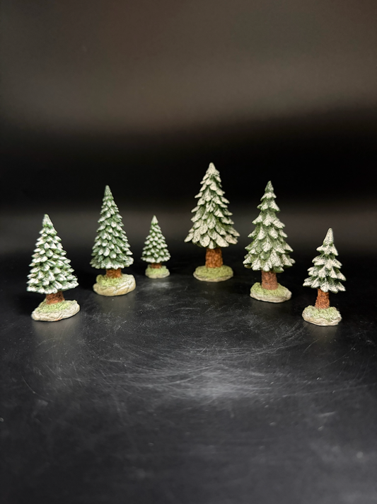Snowy Evergreens Set Of 6, Small