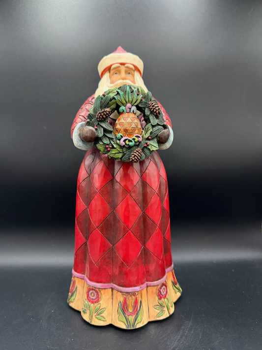 A Christmas Welcome. Santa With Pineapple Wreath