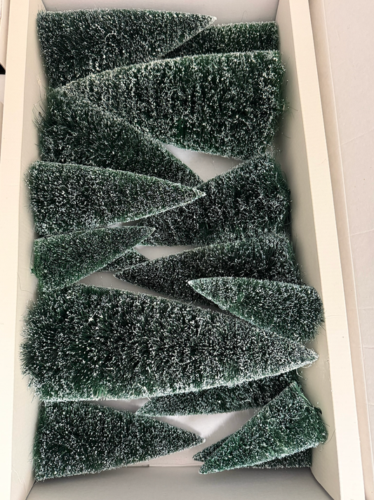 Village Frosted Topiaries - Set of 16