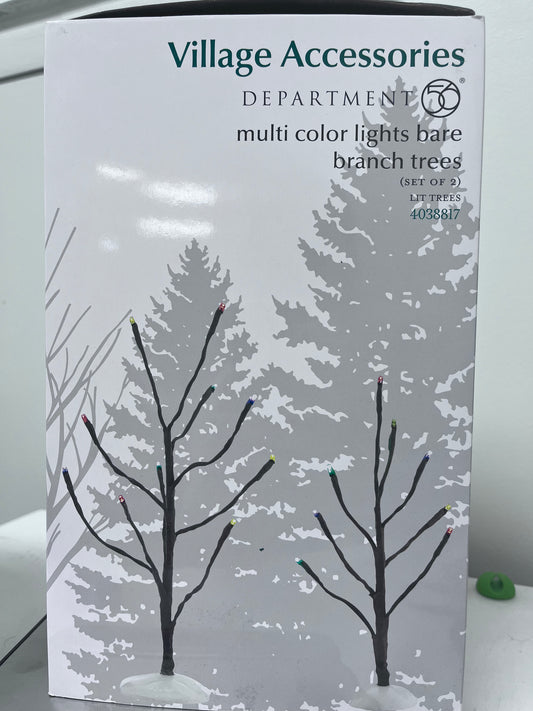 Multi Color Lights Bare Branch Trees