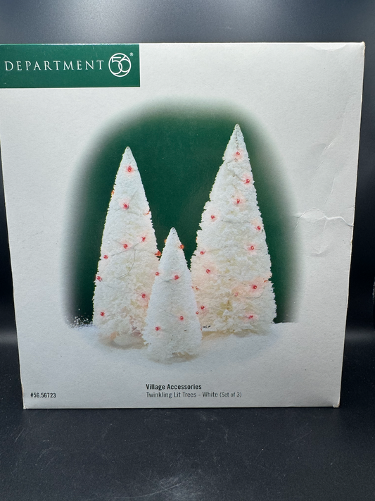 Twinkling Lit Trees - White