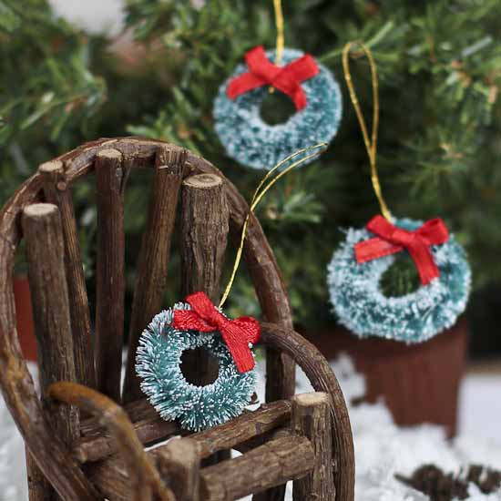 1" Miniature Frosted Sisal Wreaths (Set of 3)